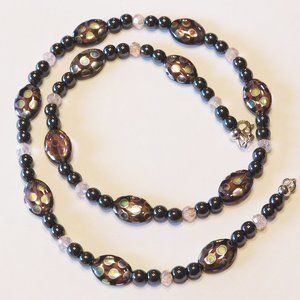 Handmade Slate Colored Necklace - 22"
